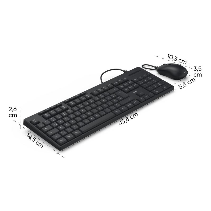 HAMA Жичен комплект клавиатура и мишка CKM-200, USB-A, USB-C - Image 11