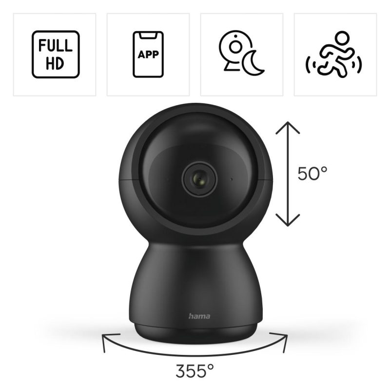 HAMA WiFi камера 1080p, за закрити помещения, въртяща се, сензор за движение, черна - Image 14