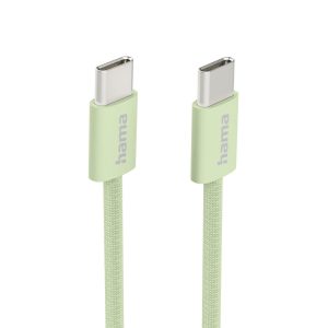 HAMA Кабел за зареждане "Fabric", USB-C - USB-C, 1 m, Nylon, зелен - Image 2