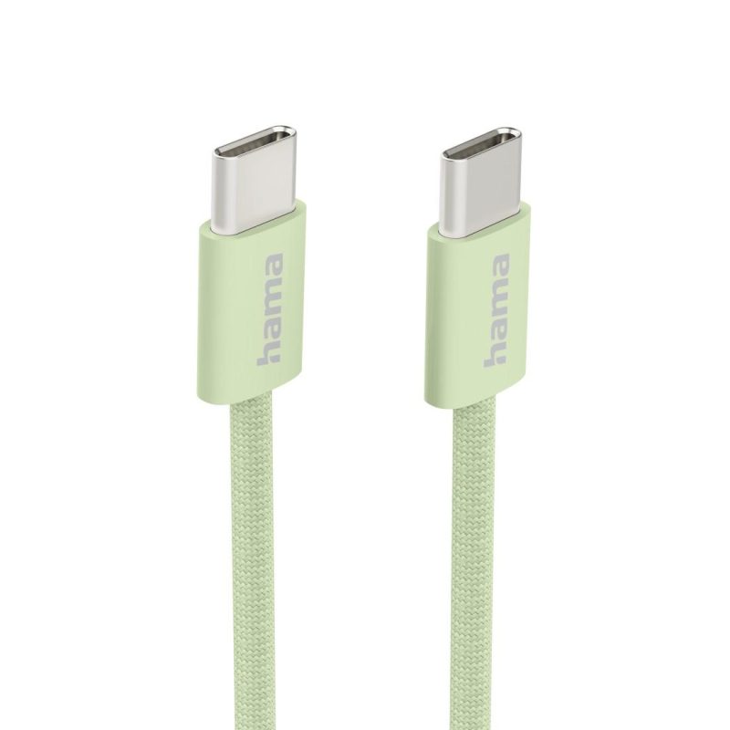 HAMA Кабел за зареждане "Fabric", USB-C - USB-C, 1 m, Nylon, зелен - Image 2