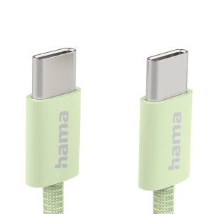 HAMA Кабел за зареждане "Fabric", USB-C - USB-C, 1 m, Nylon, зелен - Image 4