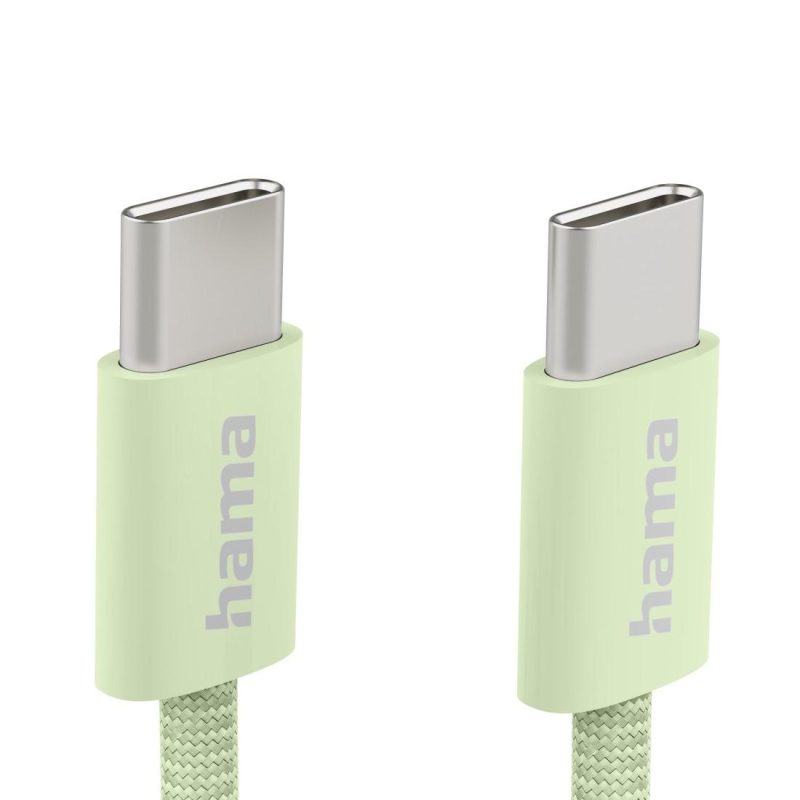 HAMA Кабел за зареждане "Fabric", USB-C - USB-C, 1 m, Nylon, зелен - Image 4