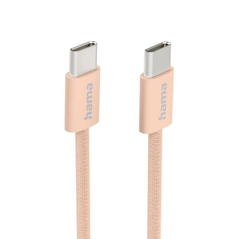 HAMA Кабел за зареждане "Fabric", USB-C - USB-C, 1 m, Nylon, оранжев - Image 2