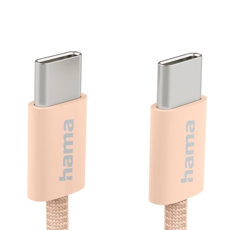 HAMA Кабел за зареждане "Fabric", USB-C - USB-C, 1 m, Nylon, оранжев - Image 4