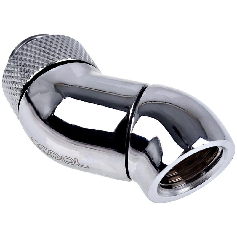 Ъглов адаптер Alphacool Eiszapfen, 2 x 45°, G1/4 външна към G1/4 вътрешна резба, Сребрист