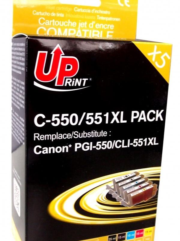 Комплект мастилници UPRINT -CANON PGI-550 + CLI-551BK/C/M/Y XL, 1x25ml+4x15ml