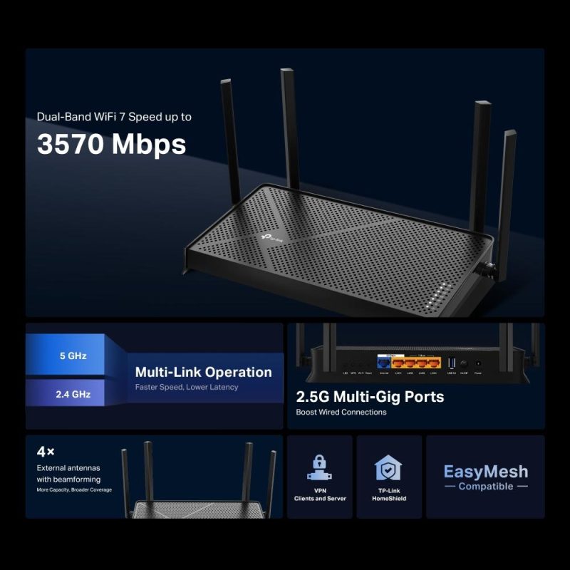 Безжичен рутер TP-Link Archer BE230 Dual-Band Wi-Fi 7 - Image 5