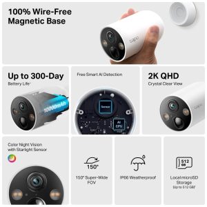 Охранителна WiFi камера TP-Link Tapo C425, Външен/вътрешен монтаж, WiFi - Image 4