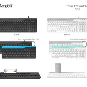 Жична клавиатура A4tech Fstyler FK25, Стойка за телефон, Кирилизирана, Черна - Image 5