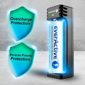 Зарядно устройство за LiIon батерии 3,7v CR18650,CR123,14500 1 гнездо USB micro LC-100 EverActive - Image 2