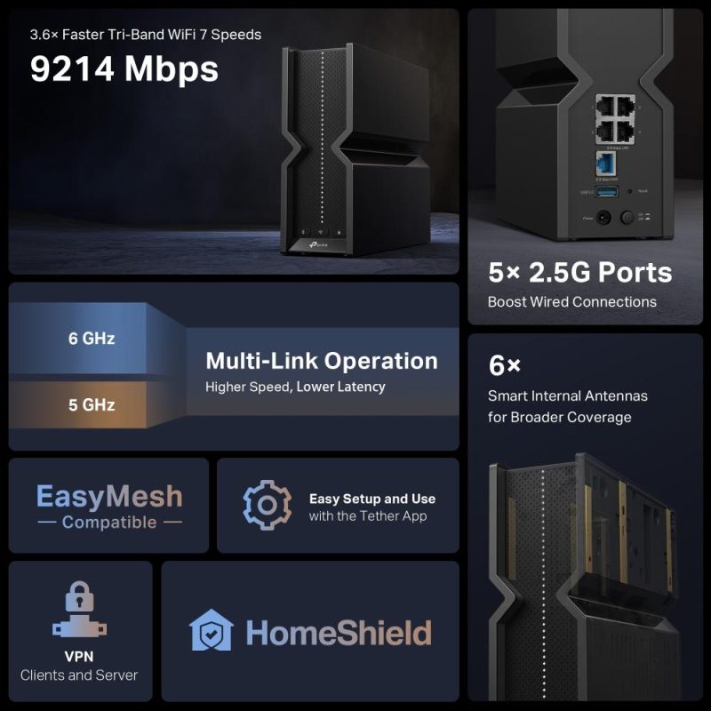 Безжичен рутер TP-Link Archer BE550 Tri-Band Wi-Fi 7 - Image 5