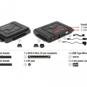 Конвертор Delock, USB 5 Gbps - SATA 6 Gb/s / IDE 40 pin / IDE 44 pin, backup функция - Image 5