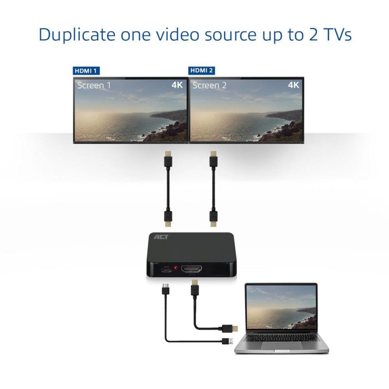 HDMI Сплитер ACT AC7835, 1/2, 4K@30Hz, USB, Черен - Image 3