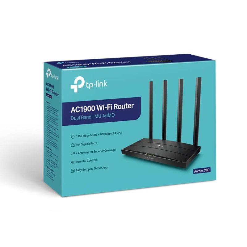 Безжичен рутер TP-Link Archer C80 AC1900, 2.4/5 GHz, 600 - 1300 Mbps, 10/100/1000 - Image 4