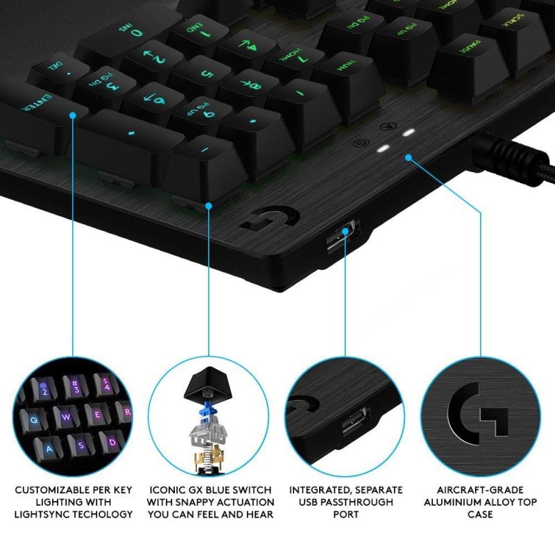 Геймърска механична клавиатура Logitech, G513 Carbon RGB, GX Brown Mechanical суичове - Image 2