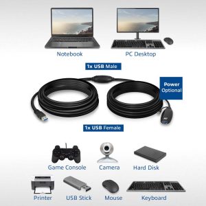 Кабел ACT AC6110, USB-A мъжко - женско, 10 м - Image 6
