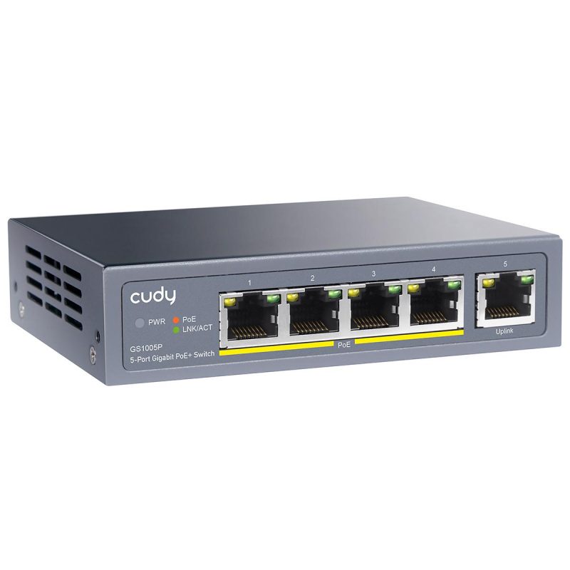 Суич Cudy GS1005P, 5 портов, 10/100/100, PoE+ Switch 60W, Uplink порт - Image 2