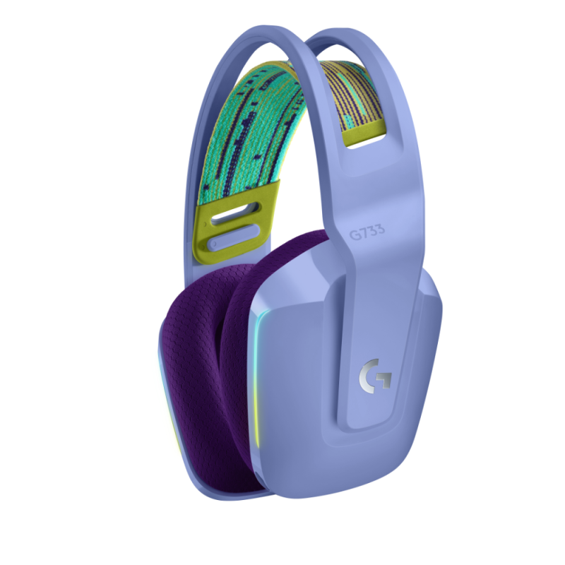 Геймърски слушалки Logitech G733 Lilac Lightspeed Wireless RGB, Микрофон, Лилави - Image 2