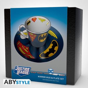 Комплект ABYSTYLE DC COMICS Mirror mug & plate set Logo, Чаша, Подложка с емблеми - Image 2