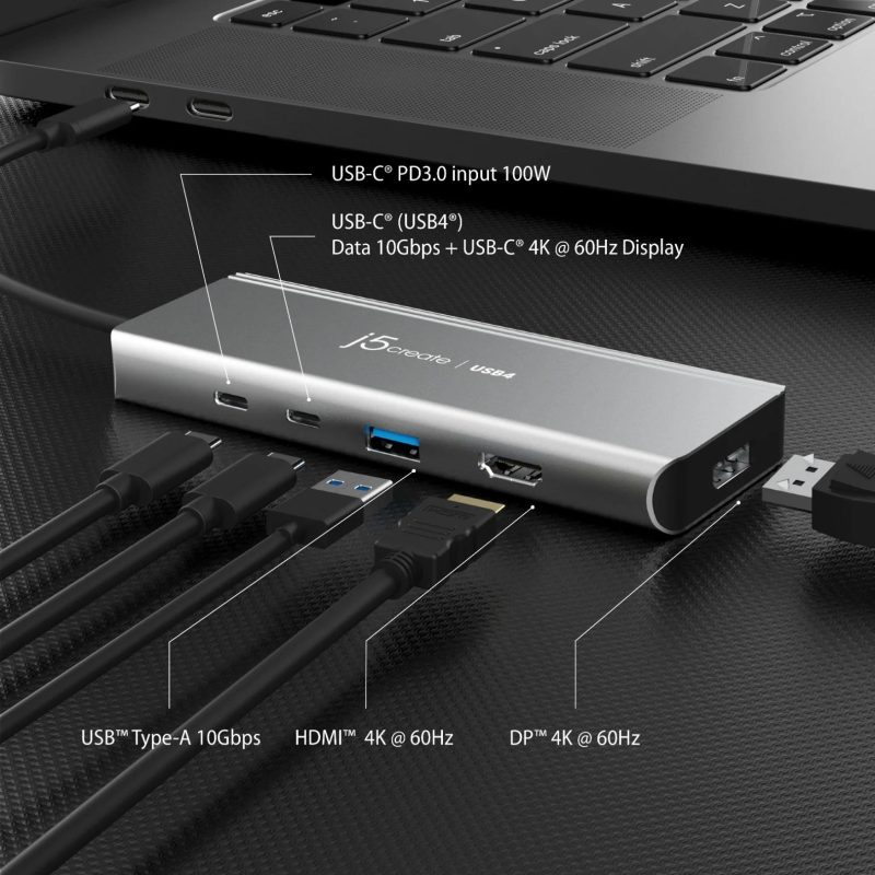 5-портов хъб j5create JCD401 USB4 Dual 4K Multi-port USB-C, 4K HDMI - Image 4