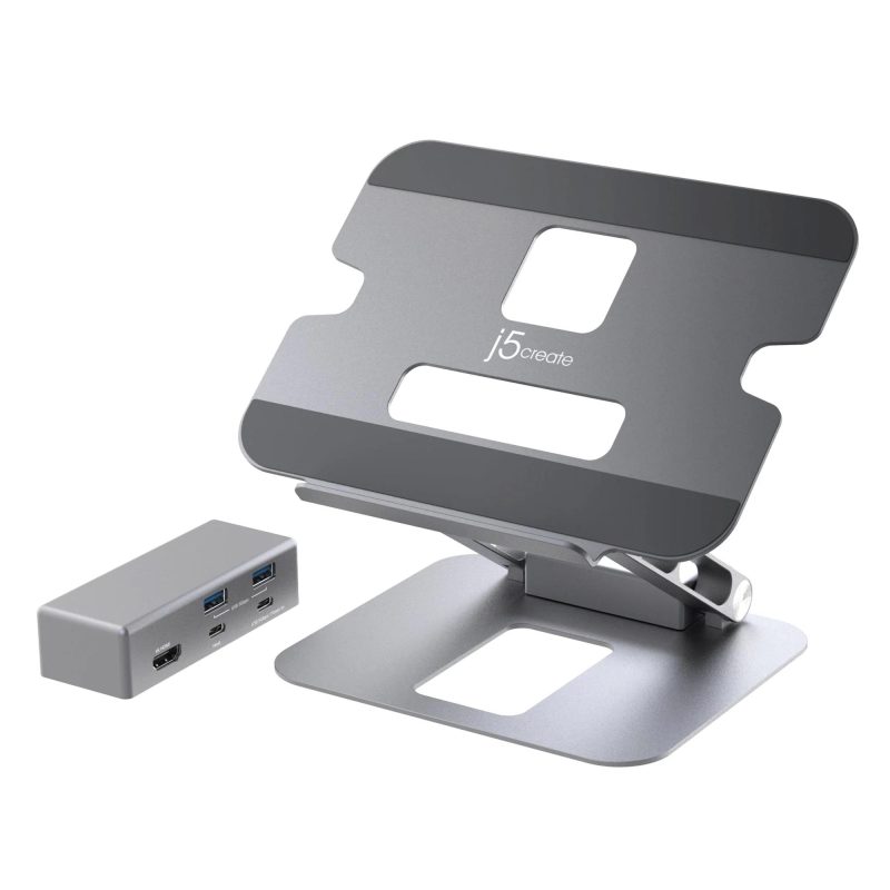 Поставка за лаптоп с докинг станция j5create JTS327, до 16", USB-C, 4K - Image 2