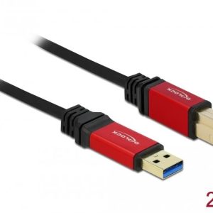 Кабел Delock USB-A мъжко - USB-B мъжко, 2 м, Premium, Екраниран, Черен - Image 2
