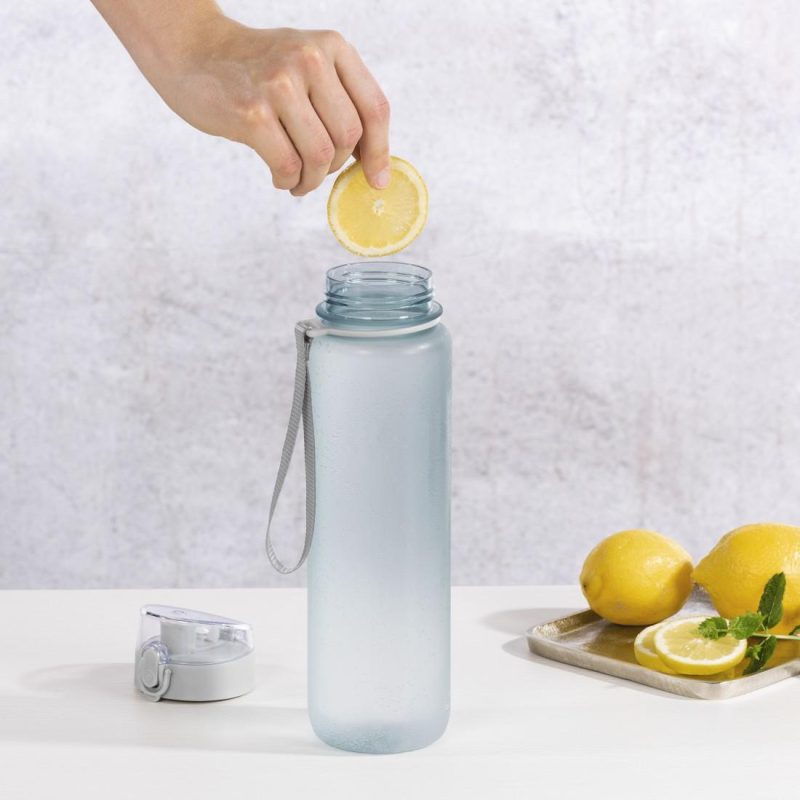 Бутилка за  течности Xavax To Go 1l ml,пластмаса, устойчива на течове, отваряне с натискане на бутон,пастелно синьо - Image 8