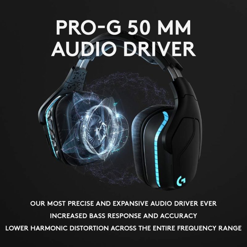 Геймърски слушалки Logitech,  G935 7.1 Wireless 7.1 Surround Lightsync, Безжични, Черни - Image 3