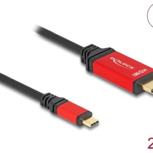 Кабел Delock USB-C - HDMI, 2m, Червен - Image 2