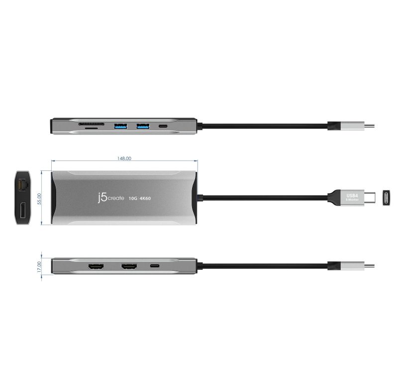 Докинг станция j5create JCD397 100W, 4K60 Elite USB-C, 10Gbps - Image 6