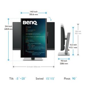 Монитор за програмиране BenQ RD240Q, 24.1", IPS, 2560x1600, 5 ms, 60Hz, HDR10 - Image 9