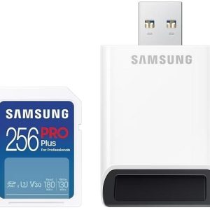 Карта памет Samsung PRO Plus, SD Card, 256GB, USB Четец, Бяла