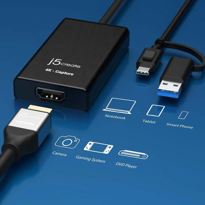 Кепчер адаптер j5create JVA11, HDMI - USB-C, 4K, Черен - Image 5