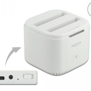 Станция Delock USB-C, За 2 x 2.5″ SATA HDD / SSD, Клониране - Image 2