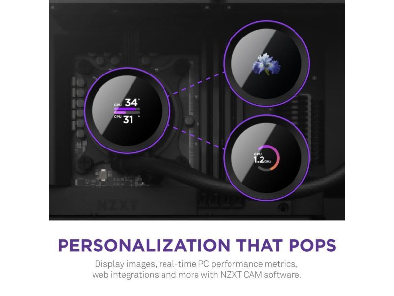 Охладител за процесор NZXT Kraken 360 Black, 1.54 "LCD Display - Image 2