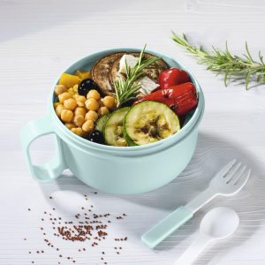 Комплект кутия за храна с прибори Xavax To Go, 1100 мл, пастелно синьо - Image 8