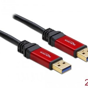 Кабел Delock  USB-A мъжко - USB-А мъжко, 2 м, Premium, Екраниран, Черен - Image 2
