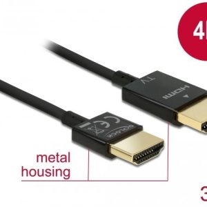Кабел Delock, HDMI-A мъжко - HDMI-A мъжко, Ethernet, 18 Gbit/s, 4K, 3 м, Черен - Image 3