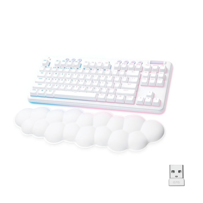Безжична геймърска механична клавиатура Logitech G G715, TKL, Tactile, RGB LED, US Layout, бяла - Image 2