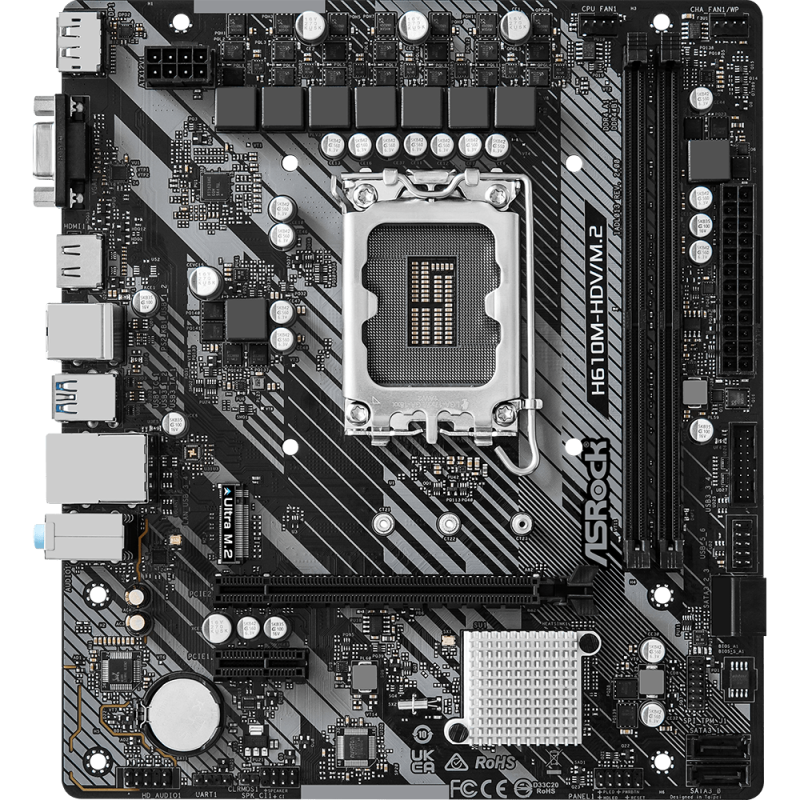 Дънна платка ASRock H610M-HDV/M.2 R 2.0, LGA1700, DDR4, mATX