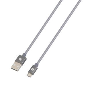 Кабел Skross, USB-A - microUSB, Метална оплетка, 1.20 м, Сив - Image 2