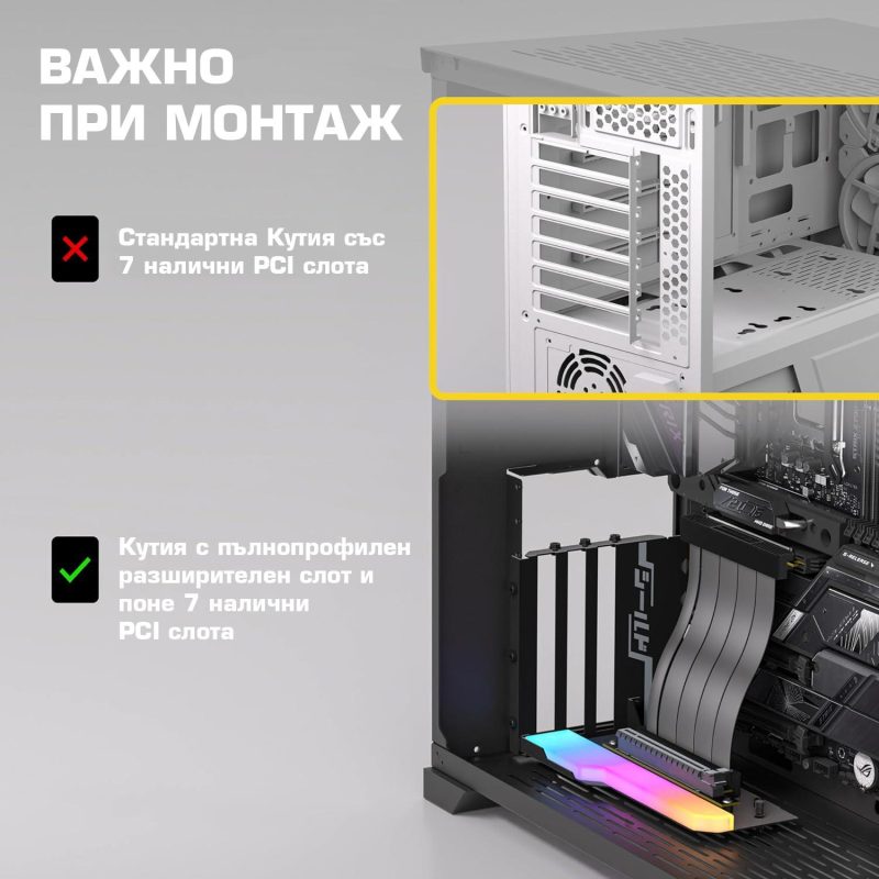 Брекет за вертикален монтаж на GPU EZDIY-FAB RGB PCIe 4.0 Riser Cable 90° - Image 3