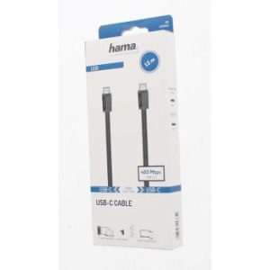 Кабел HAMA USB-C мъжко - USB-C мъжко,1.5 м,черен,3A,60W,480Mb/s - Image 2