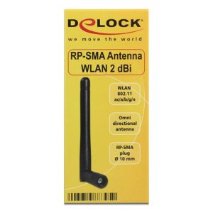 Антена Delock WLAN, 802.11 ac/a/b/g/ni, RP-SMA plug, 2 dBi, Черен - Image 3