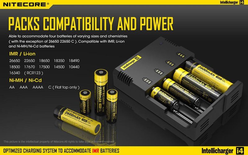 Зарядно у-во NITECORE i4, Universal Charger, LiIon & NIMH, 18650, CR123; AA, AAA, C, D - Image 3