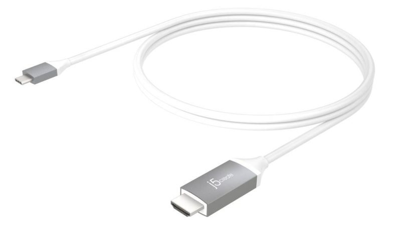 Кабел j5create JCC153G, USB-C мъжко - HDMI мъжко, 1.8 m, Бял - Image 2