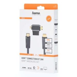 Кабел HAMA 205162, HDMI мъжко - HDMI мъжко, + HDMI адаптер(mini / micro), 1.5 м, Черен - Image 2