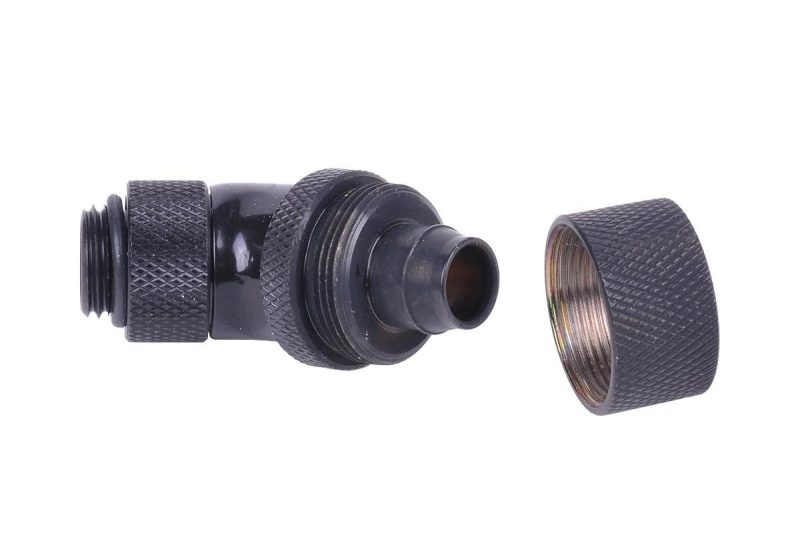 Компресионен фитинг Alphacool, 16/10 - G1/4, 45°, Въртящ се, Черен мат - Image 3