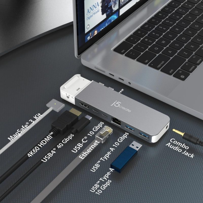Докинг станция j5create JCD395, USB4 Hub, MagSafe Kit, За MacBook Pro 2021/2022 - Image 6