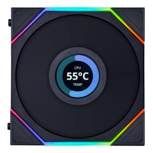 Комплект 3 броя Вентилатор Lian Li UNI FAN TL Reverse LCD 120mm - Black - Image 2